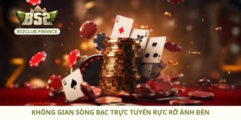Không gian sòng bạc trực tuyến rực rỡ ánh đèn